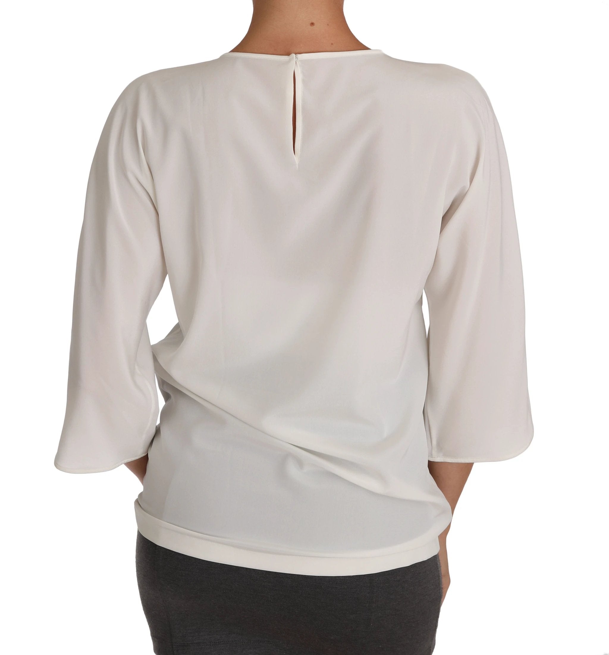 Dolce & Gabbana White Silk #dgfamily Crystal T-shirt by Dolce & Gabbana