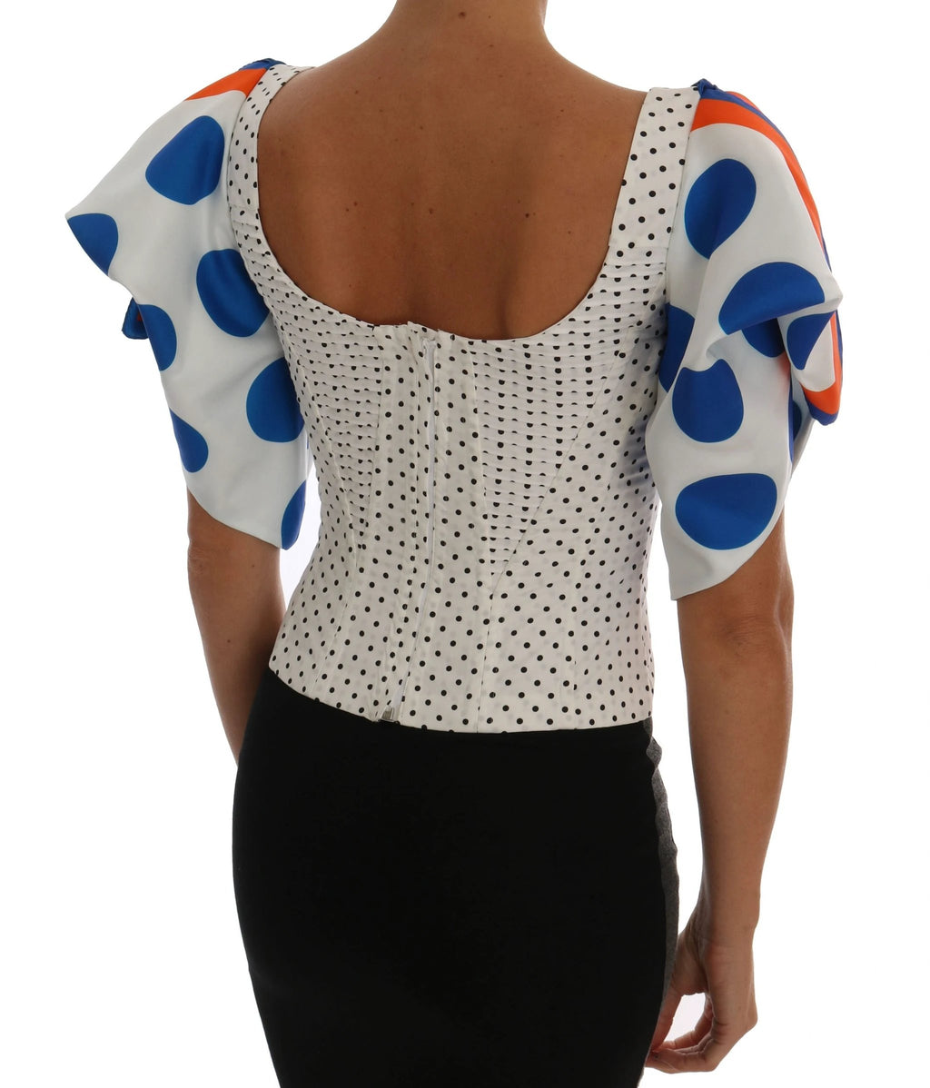 Dolce & Gabbana White Polka Silk Corset Bustier Top by Dolce & Gabbana