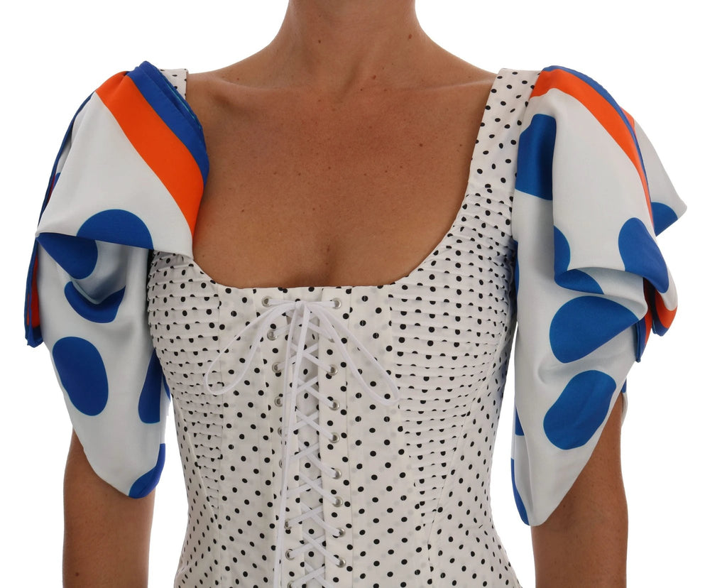 Dolce & Gabbana White Polka Silk Corset Bustier Top by Dolce & Gabbana