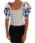 Dolce & Gabbana White Polka Silk Corset Bustier Top by Dolce & Gabbana