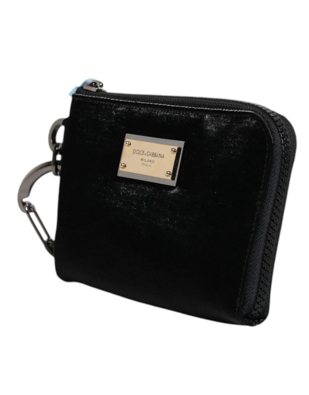 Dolce & Gabbana Black Nylon Logo Plaque Keyring Pouch Clutch Bag by Dolce & Gabbana
