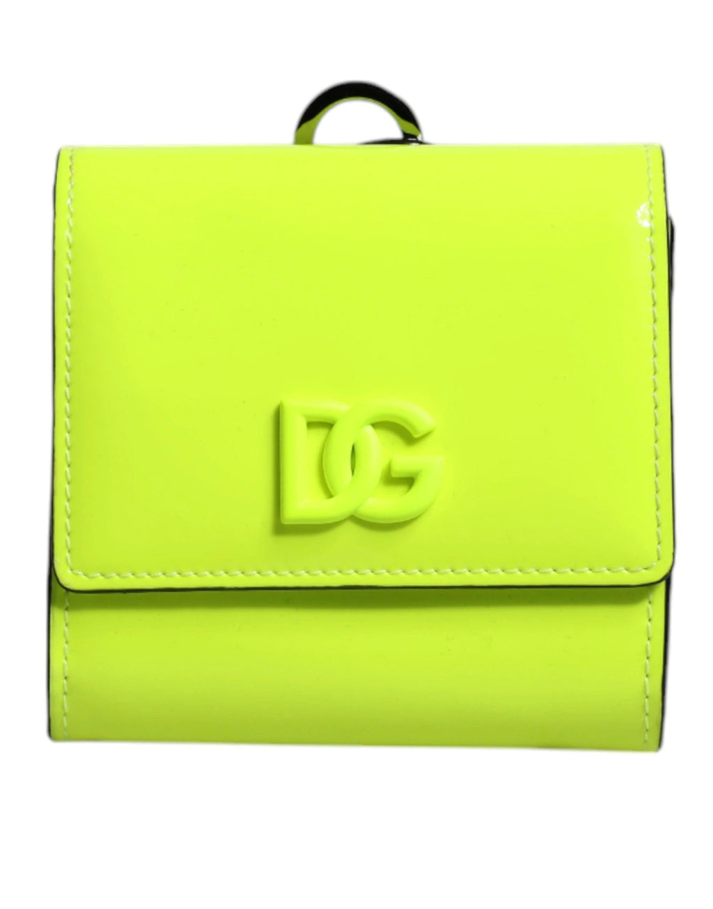 Dolce & Gabbana Yellow Green Bifold DG Logo Neck Strap Cardholder Wallet by Dolce & Gabbana