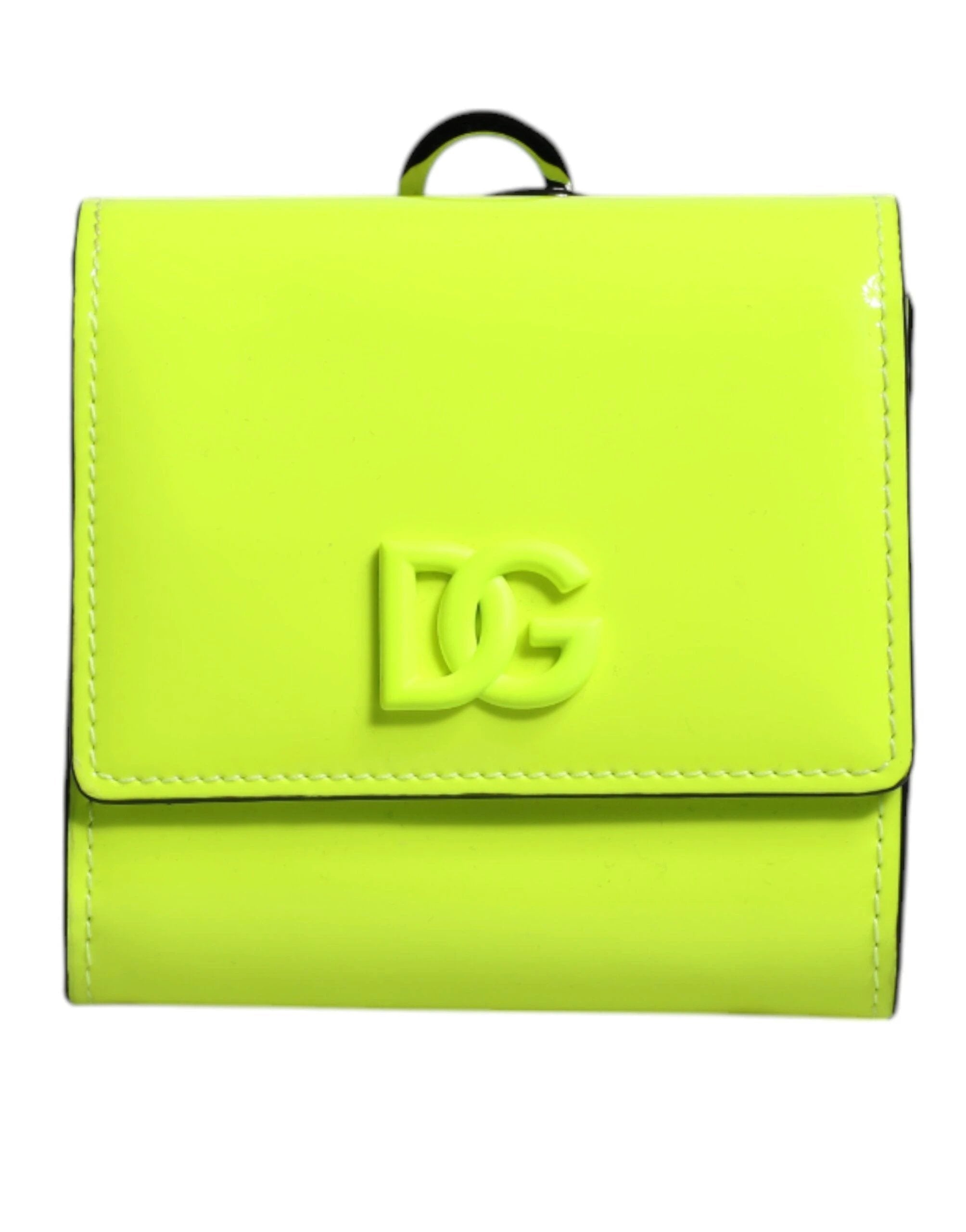 Dolce & Gabbana Yellow Green Bifold DG Logo Neck Strap Cardholder Wallet by Dolce & Gabbana