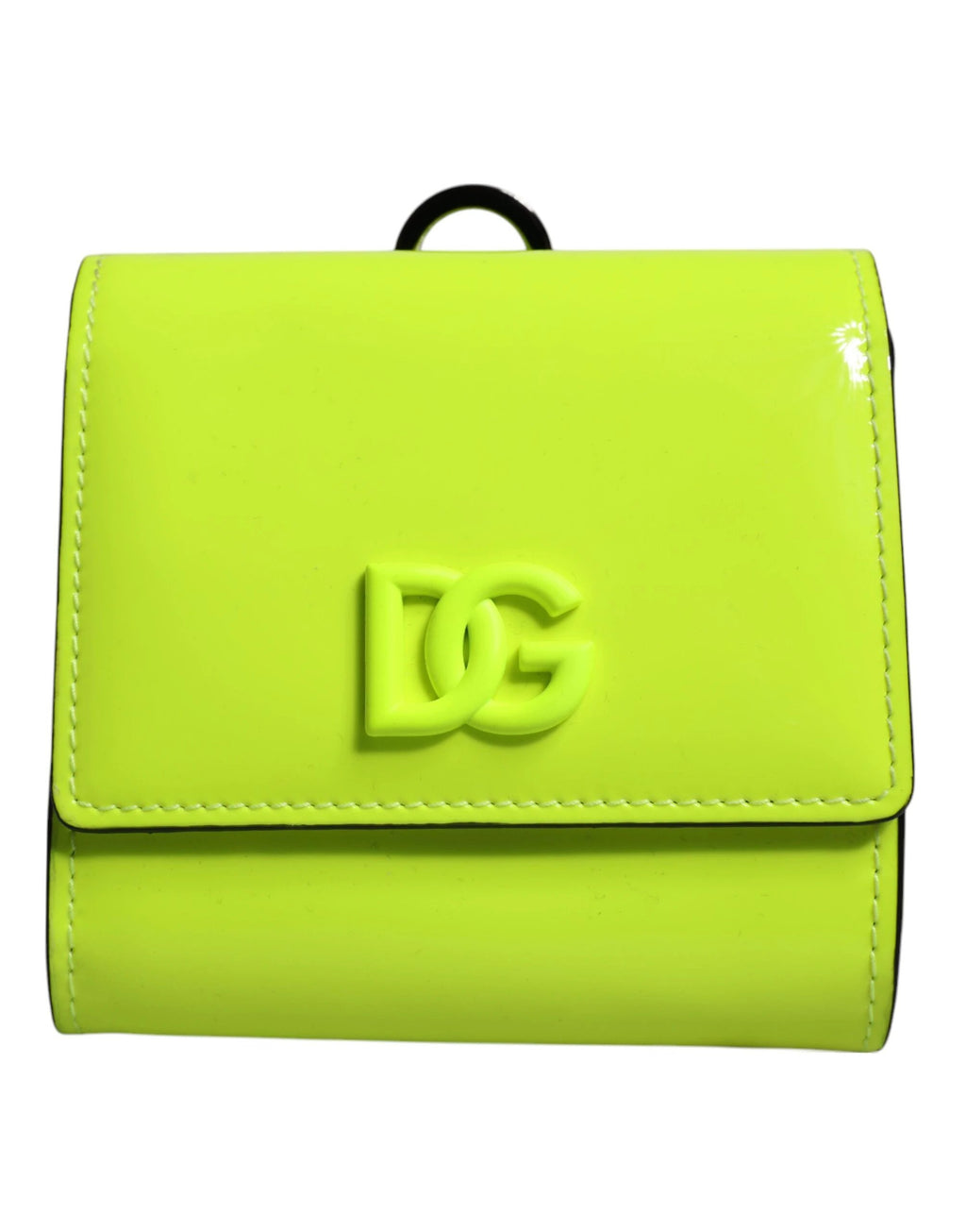 Dolce & Gabbana Yellow Green Bifold DG Logo Neck Strap Cardholder Wallet by Dolce & Gabbana