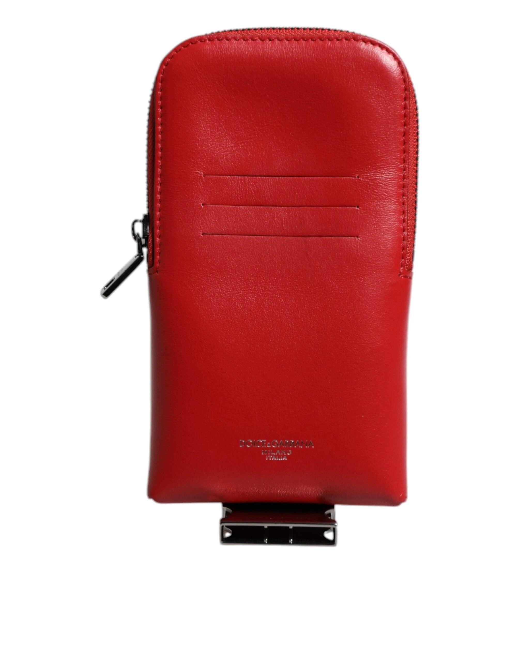 Dolce & Gabbana Red Leather Logo Zip Around Card Holder Wide Strap Wallet (Copy) by Dolce & Gabbana