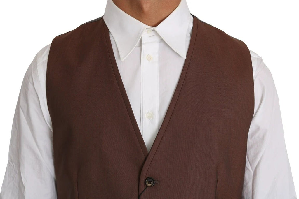 Dolce & Gabbana Brown Wool Silk Waistcoat Vest by Dolce & Gabbana