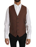 Dolce & Gabbana Brown Wool Silk Waistcoat Vest by Dolce & Gabbana