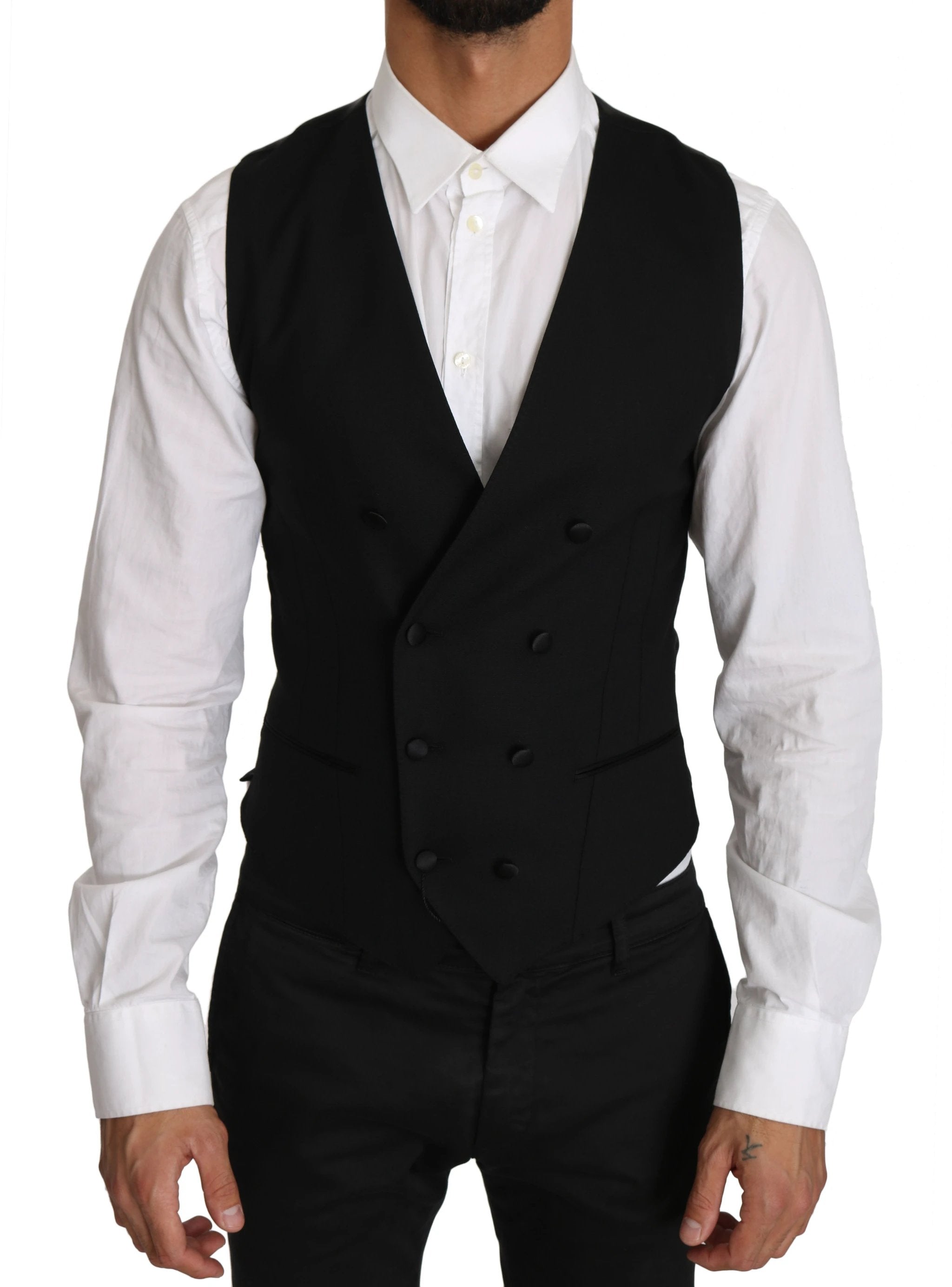 Dolce & Gabbana Gray Wool Double Breasted Waistcoat Vest by Dolce & Gabbana