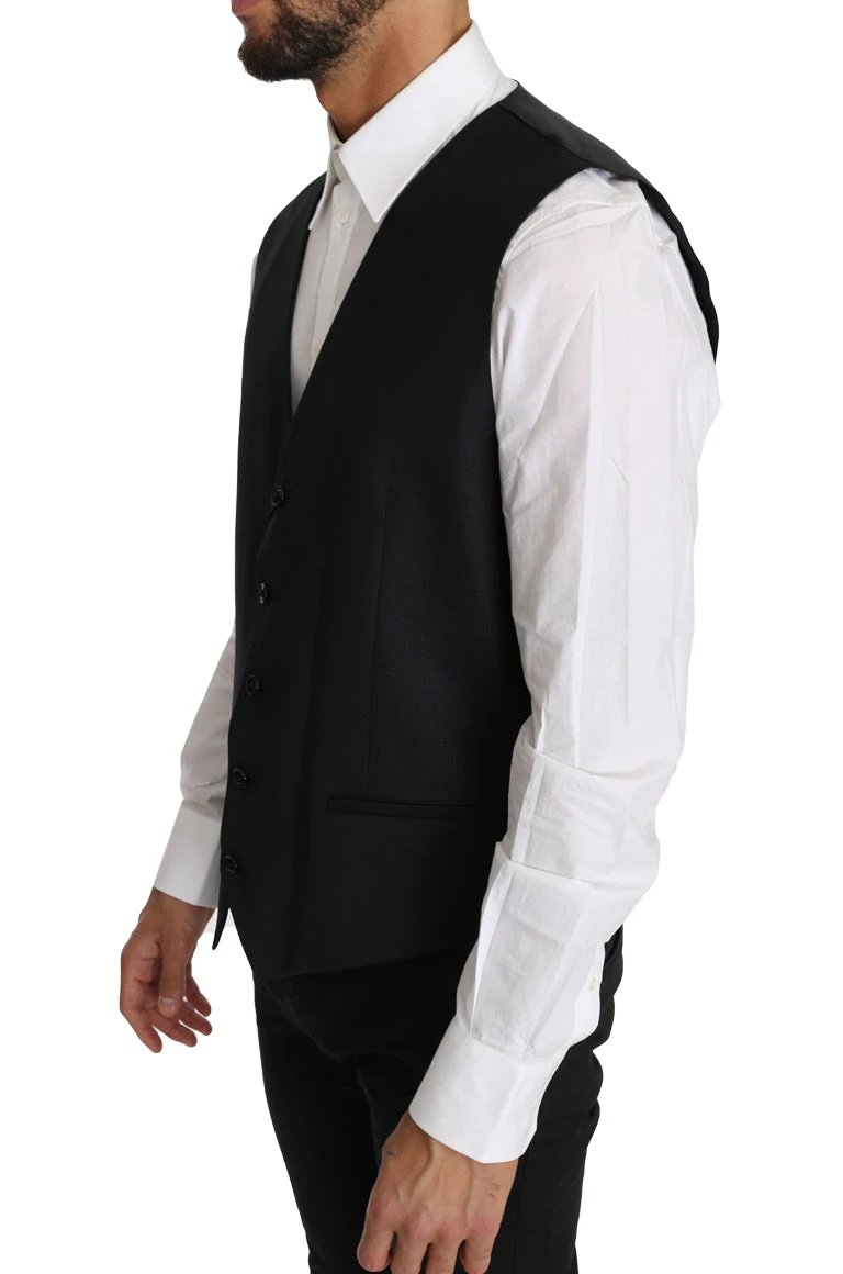 Dolce & Gabbana Gray Wool Silk Waistcoat Vest by Dolce & Gabbana
