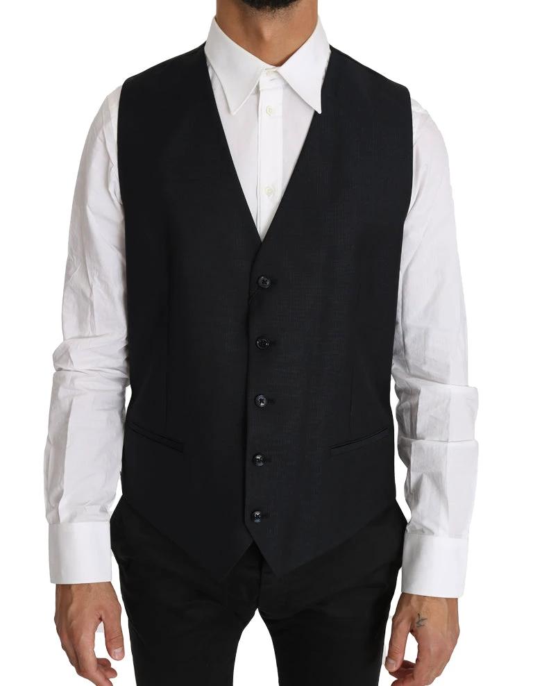 Dolce & Gabbana Gray Wool Silk Waistcoat Vest by Dolce & Gabbana
