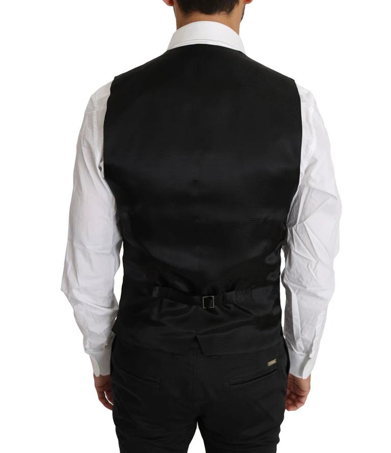 Dolce & Gabbana Black Solid Wool Silk Waistcoat Vest by Dolce & Gabbana