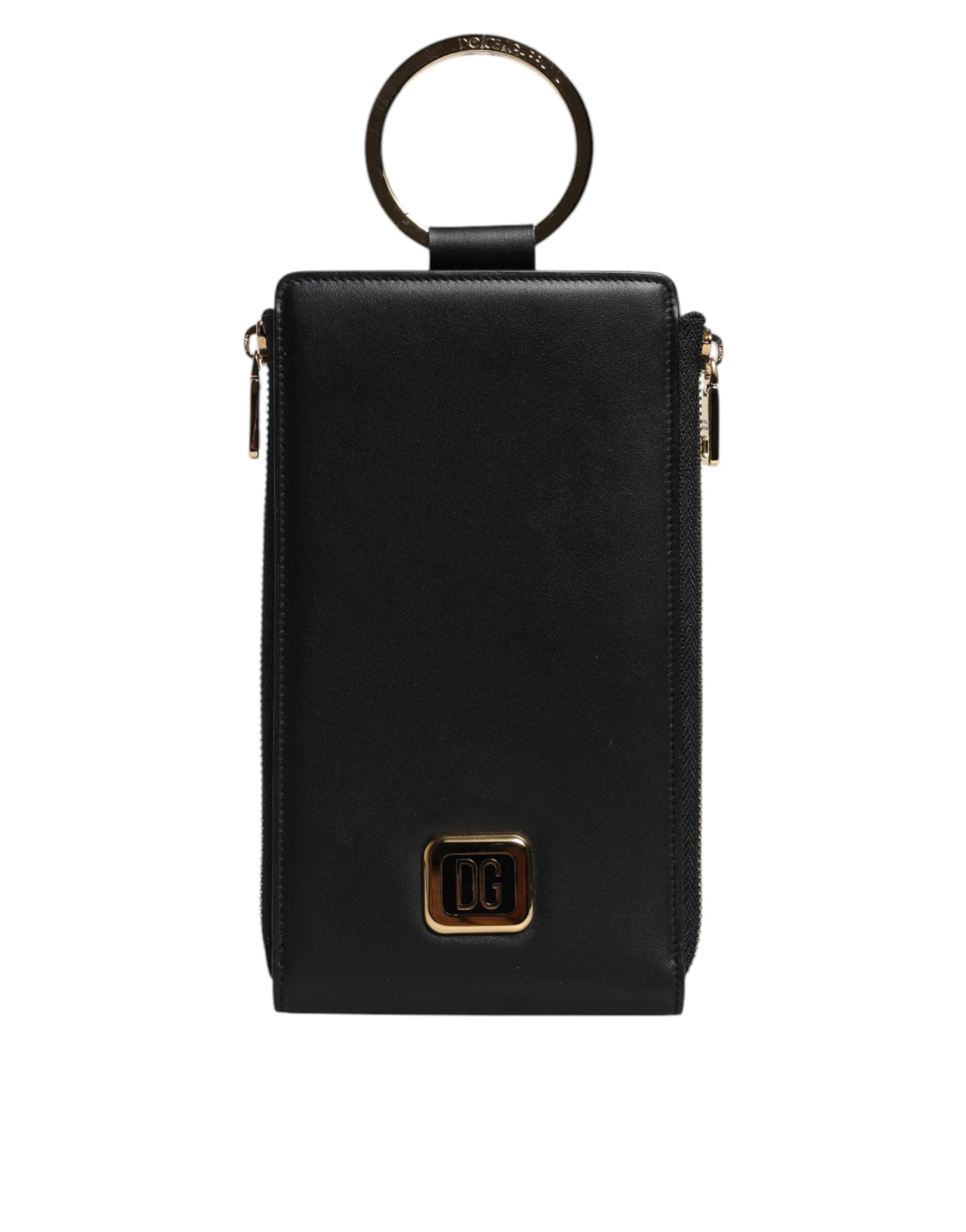 Dolce & Gabbana Black Leather Logo Plaque Neck Strap Card Coin Wallet by Dolce & Gabbana