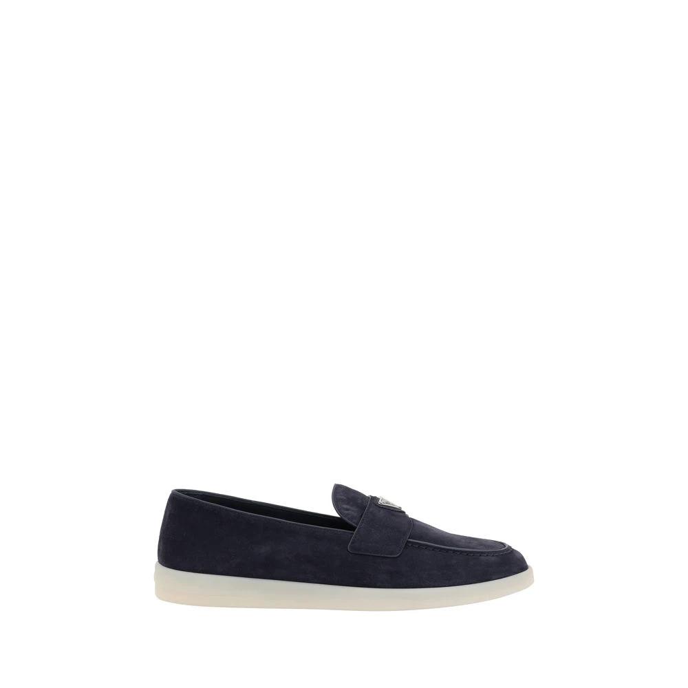 Prada Blue Rubber Slip-On Loafers by Prada