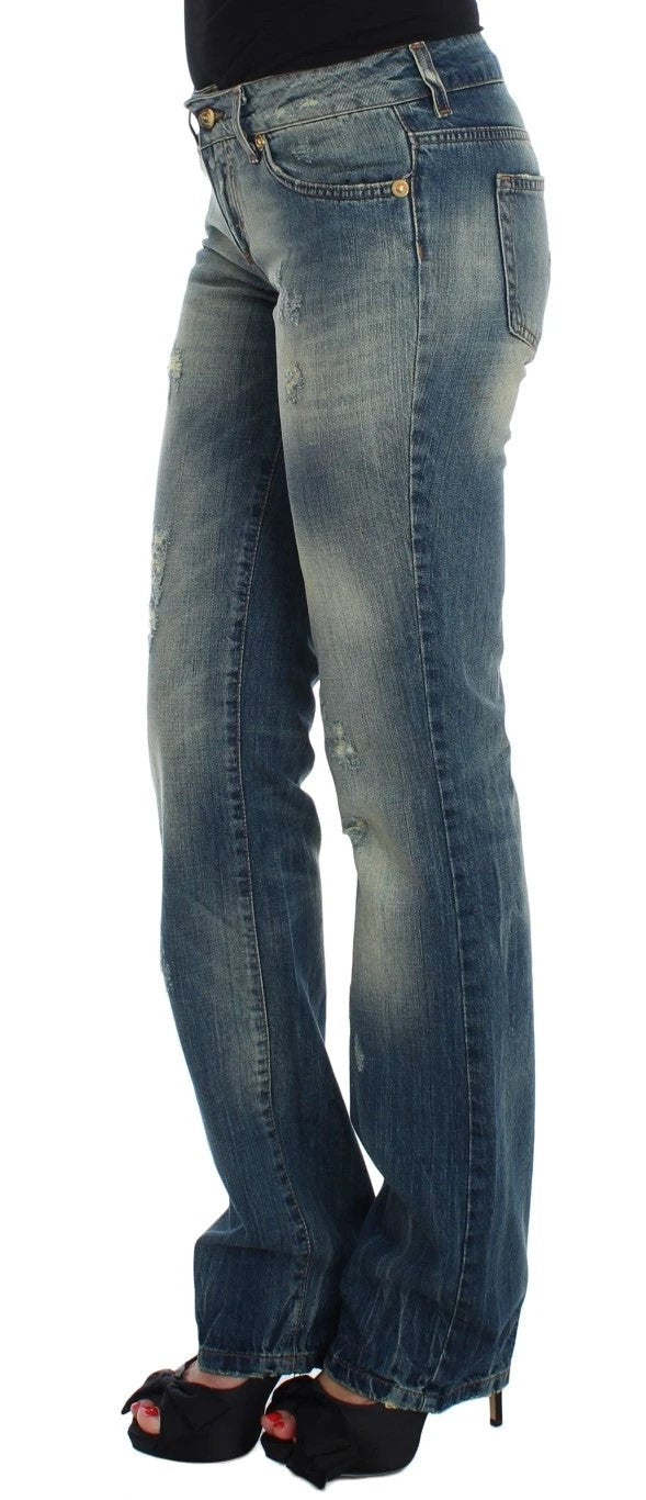 Cavalli Blue Cotton Low Waist Jeans by Cavalli