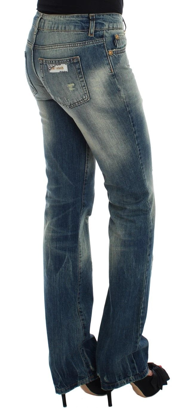 Cavalli Blue Cotton Low Waist Jeans by Cavalli