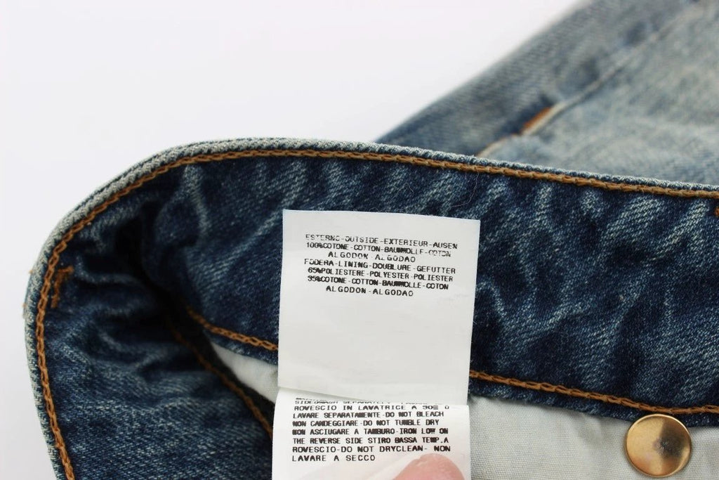 Cavalli Blue Cotton Low Waist Jeans by Cavalli