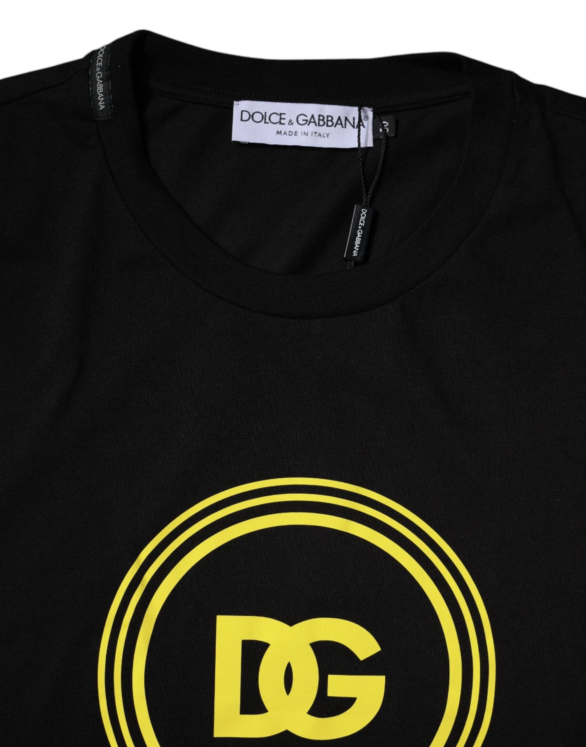 Dolce & Gabbana Black Logo Print Cotton Crew Neck T-shirt by Dolce & Gabbana
