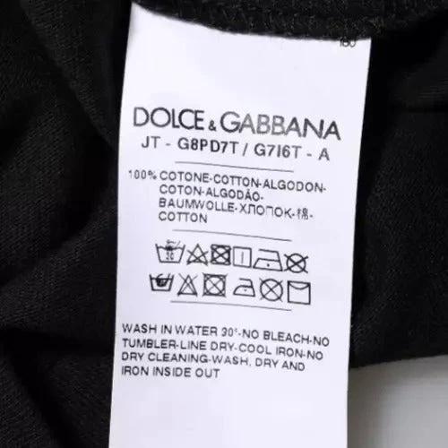 Dolce & Gabbana Black Logo Print Cotton Crew Neck T-shirt by Dolce & Gabbana