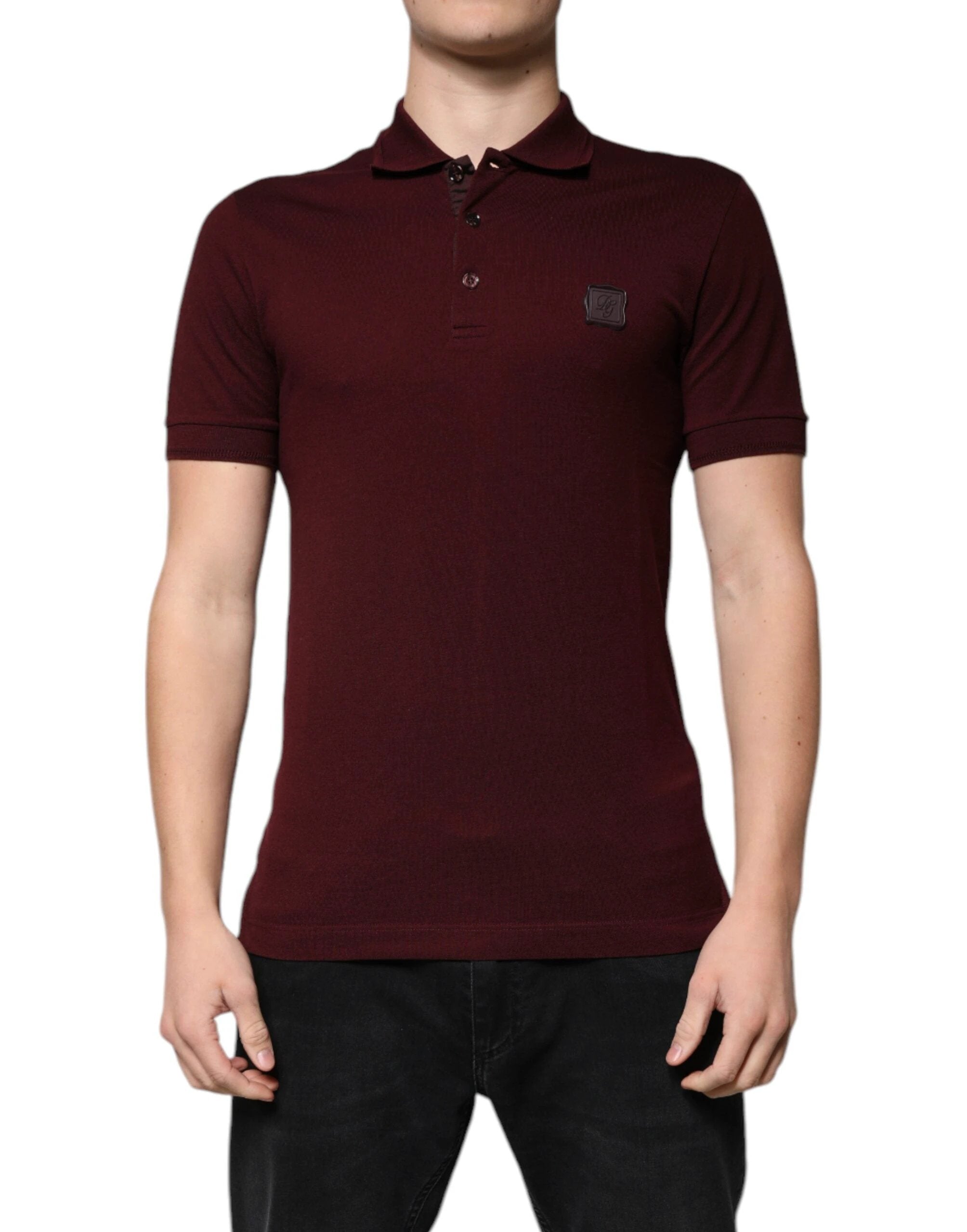 Dolce & Gabbana Maroon Collared Short Sleeves Polo T-shirt by Dolce & Gabbana