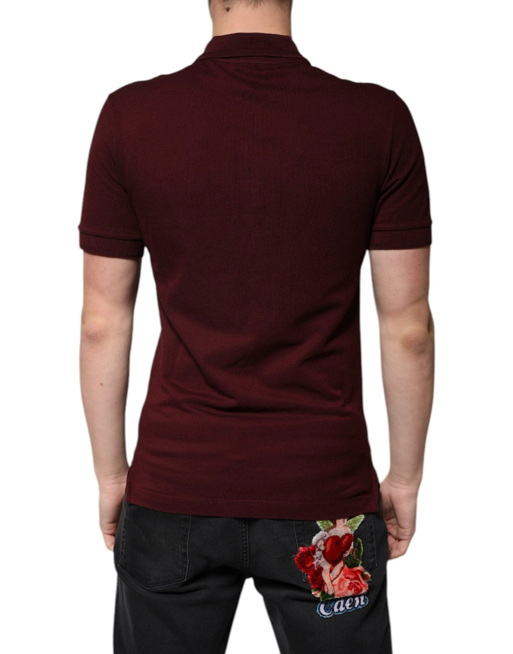 Dolce & Gabbana Maroon Collared Short Sleeves Polo T-shirt by Dolce & Gabbana