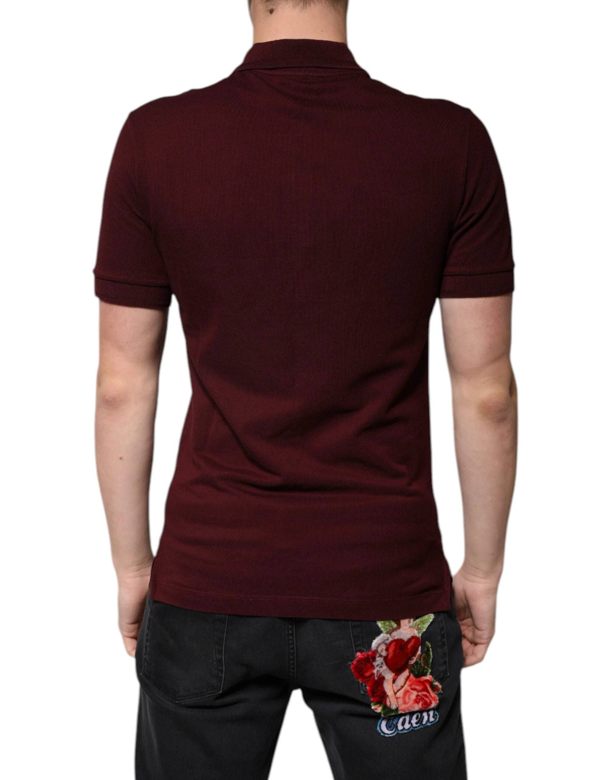Dolce & Gabbana Maroon Collared Short Sleeves Polo T-shirt by Dolce & Gabbana
