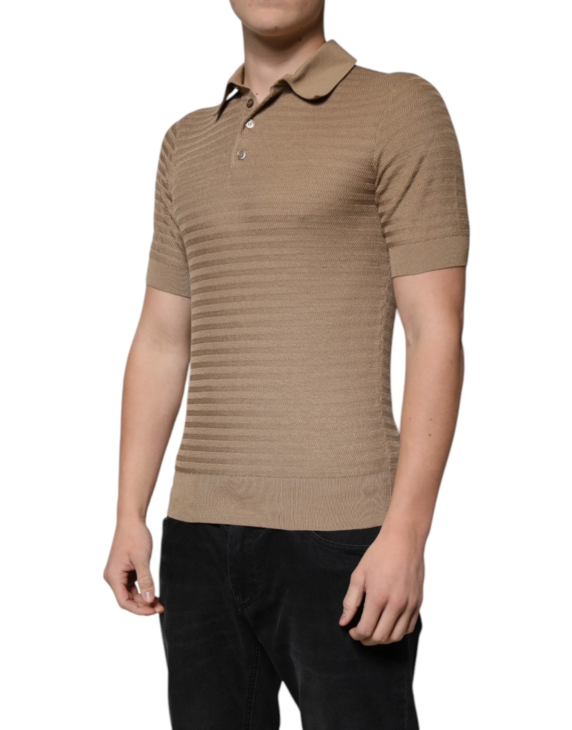 Dolce & Gabbana Brown Collared Short Sleeves Polo T-shirt by Dolce & Gabbana