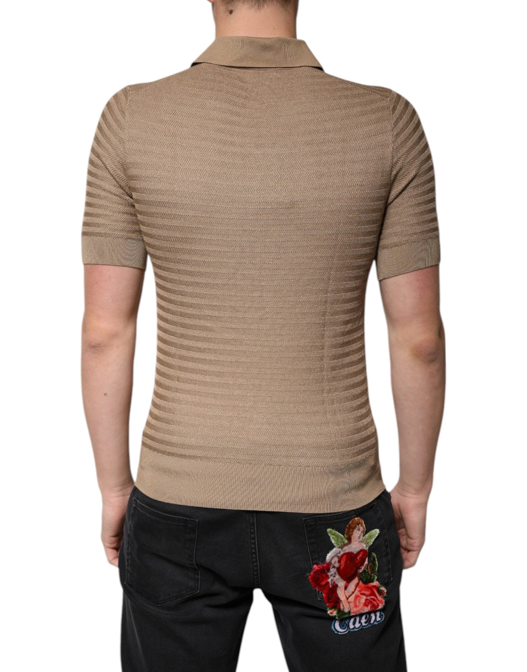 Dolce & Gabbana Brown Collared Short Sleeves Polo T-shirt by Dolce & Gabbana