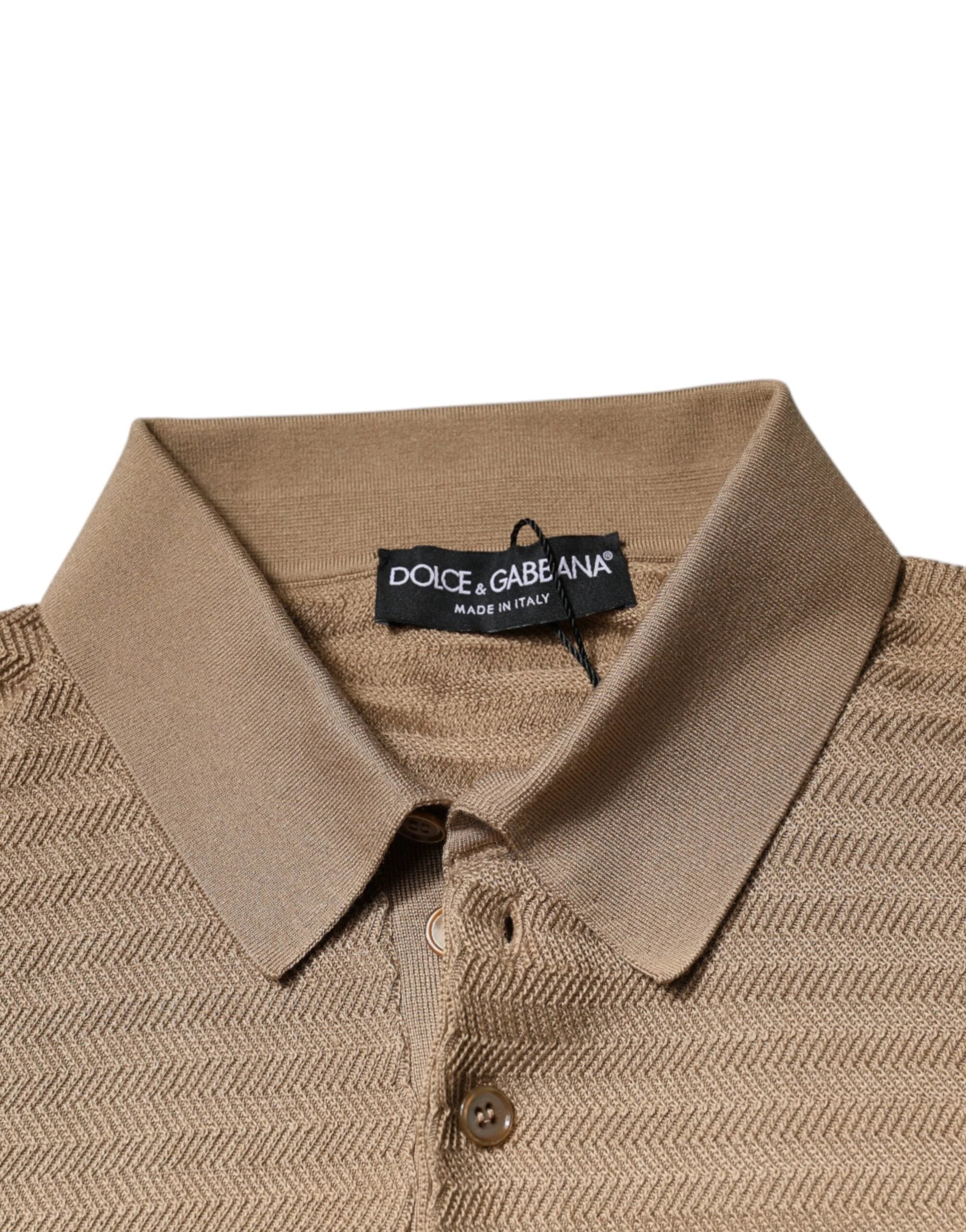 Dolce & Gabbana Brown Collared Short Sleeves Polo T-shirt by Dolce & Gabbana