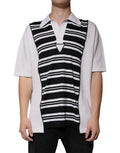 Dolce & Gabbana Black White Stripes Collared Polo T-shirt by Dolce & Gabbana