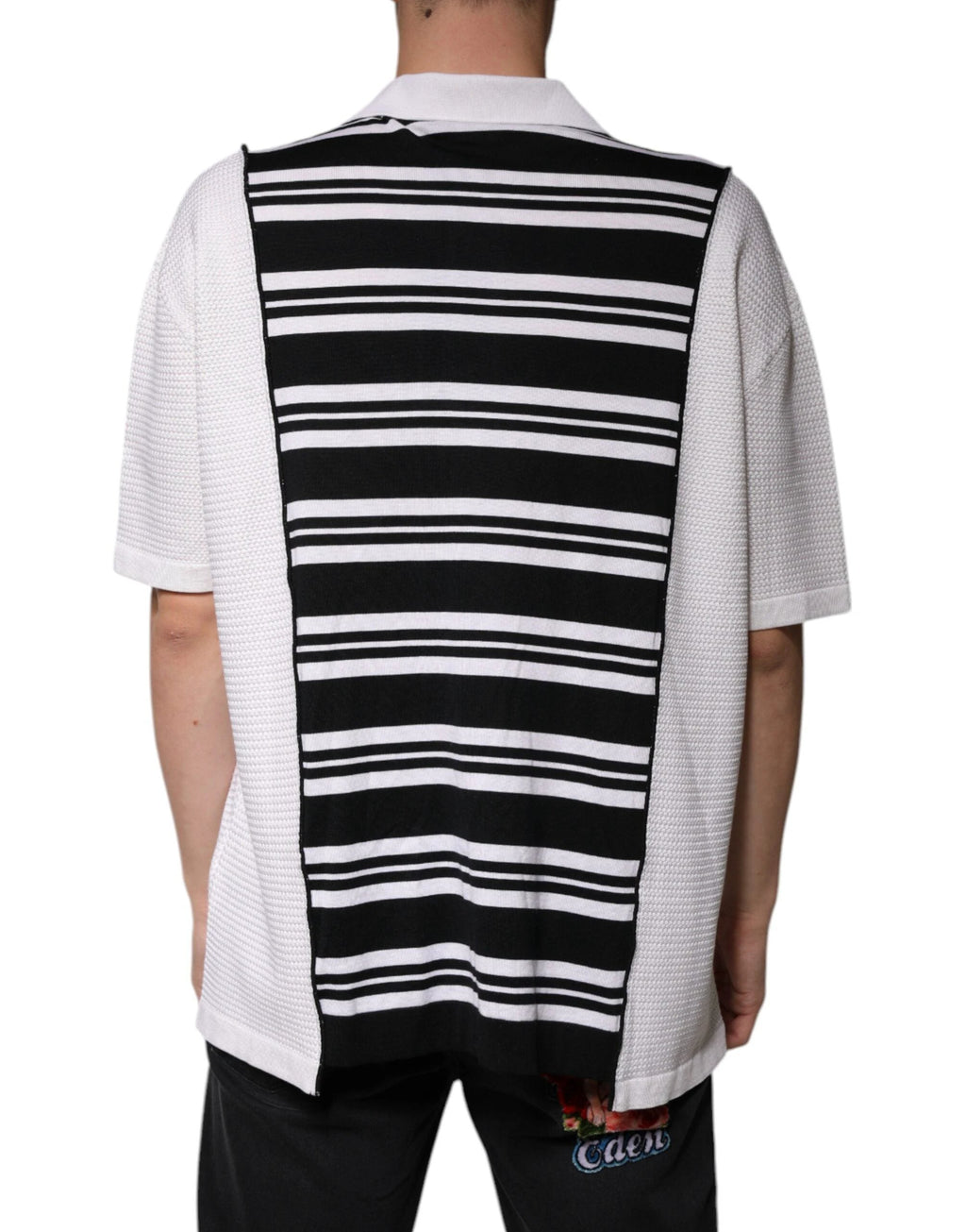 Dolce & Gabbana Black White Stripes Collared Polo T-shirt by Dolce & Gabbana