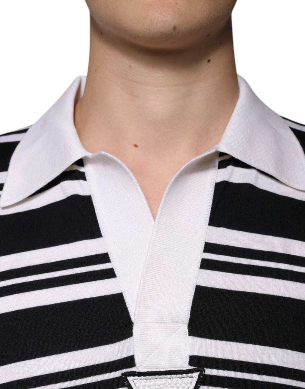 Dolce & Gabbana Black White Stripes Collared Polo T-shirt by Dolce & Gabbana