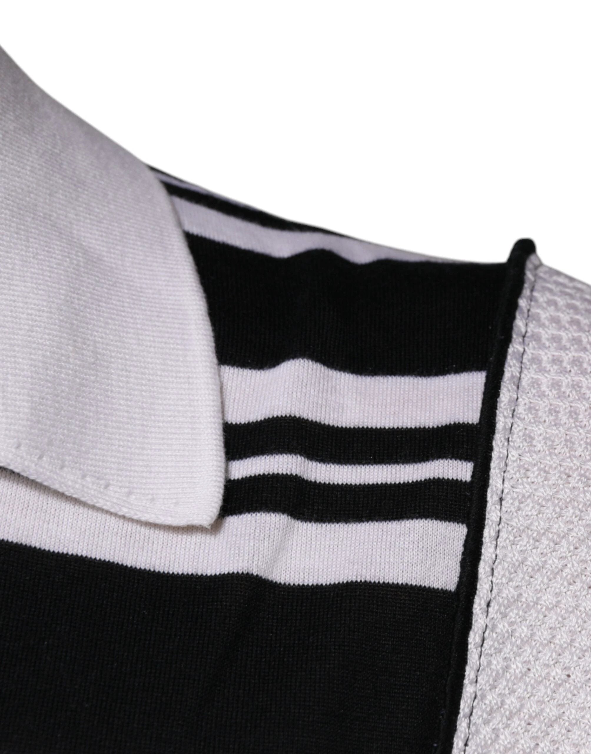Dolce & Gabbana Black White Stripes Collared Polo T-shirt by Dolce & Gabbana