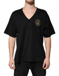 Dolce & Gabbana Black Cotton Logo Vneck Short Sleeve T-shirt by Dolce & Gabbana
