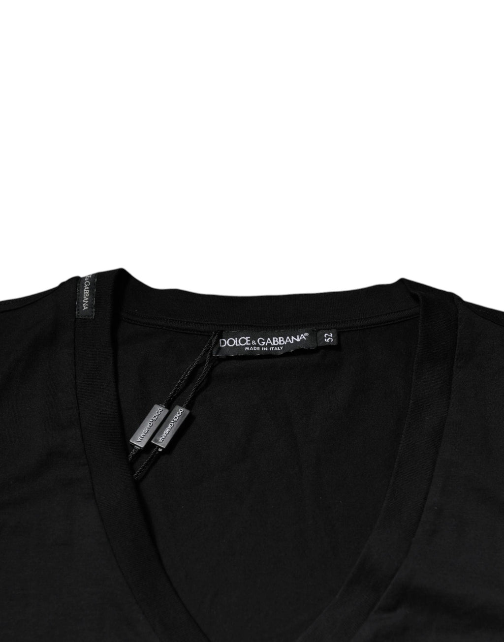 Dolce & Gabbana Black Cotton Logo Vneck Short Sleeve T-shirt by Dolce & Gabbana