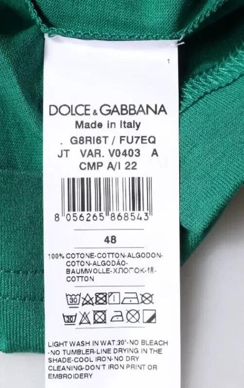 Dolce & Gabbana Green Logo Crew Neck Short Sleeves T-shirt by Dolce & Gabbana