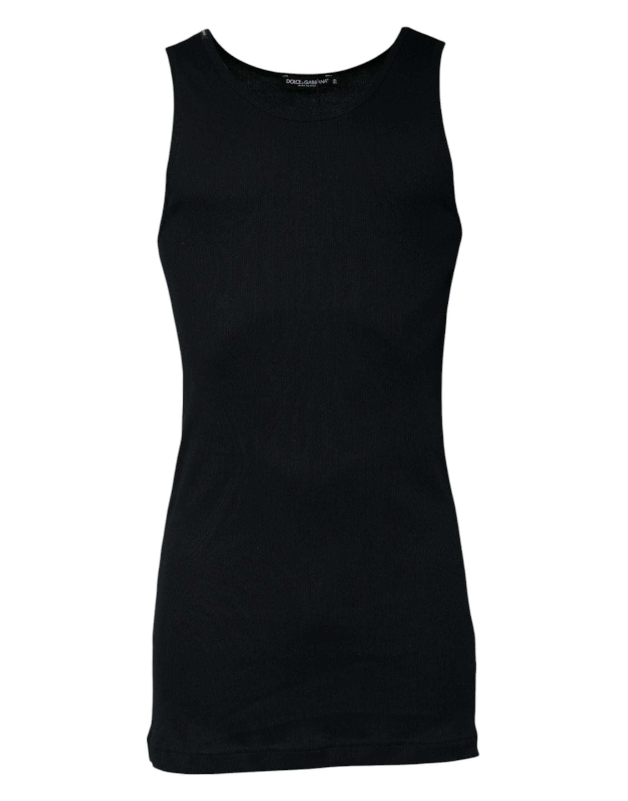 Dolce & Gabbana Black Cotton Sleeveless Round Neck Tank T-shirt by Dolce & Gabbana