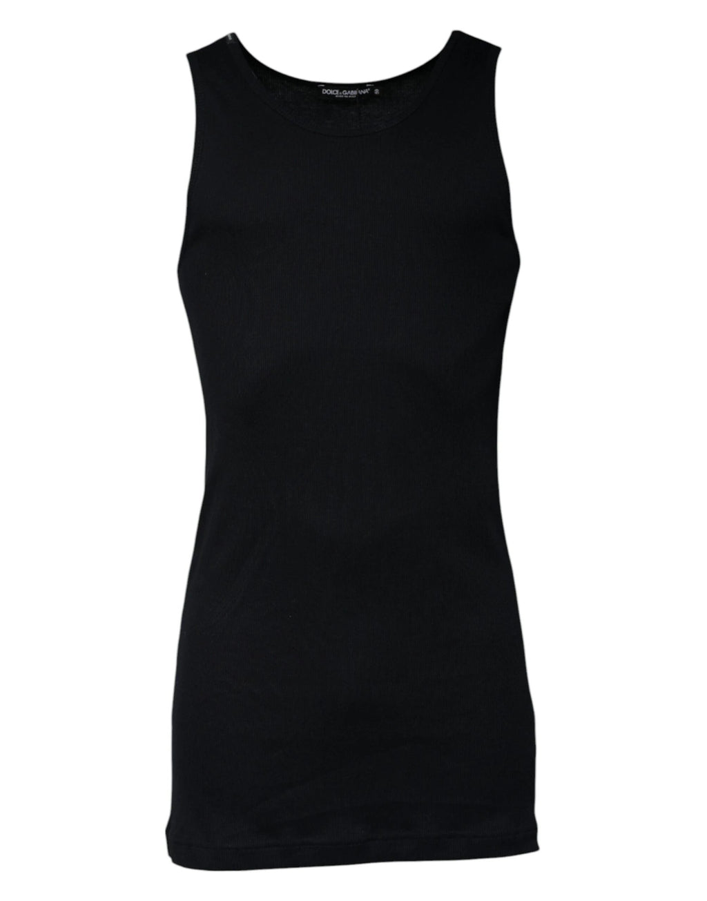Dolce & Gabbana Black Cotton Sleeveless Round Neck Tank T-shirt by Dolce & Gabbana