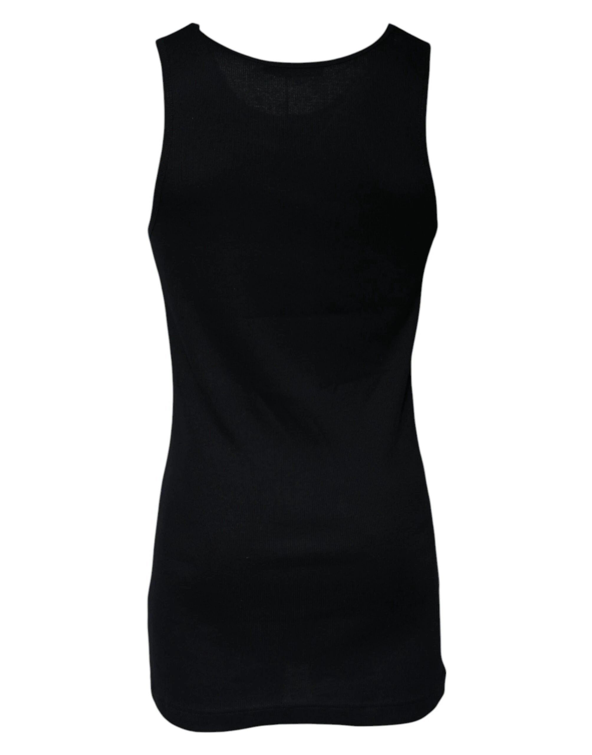 Dolce & Gabbana Black Cotton Sleeveless Round Neck Tank T-shirt by Dolce & Gabbana