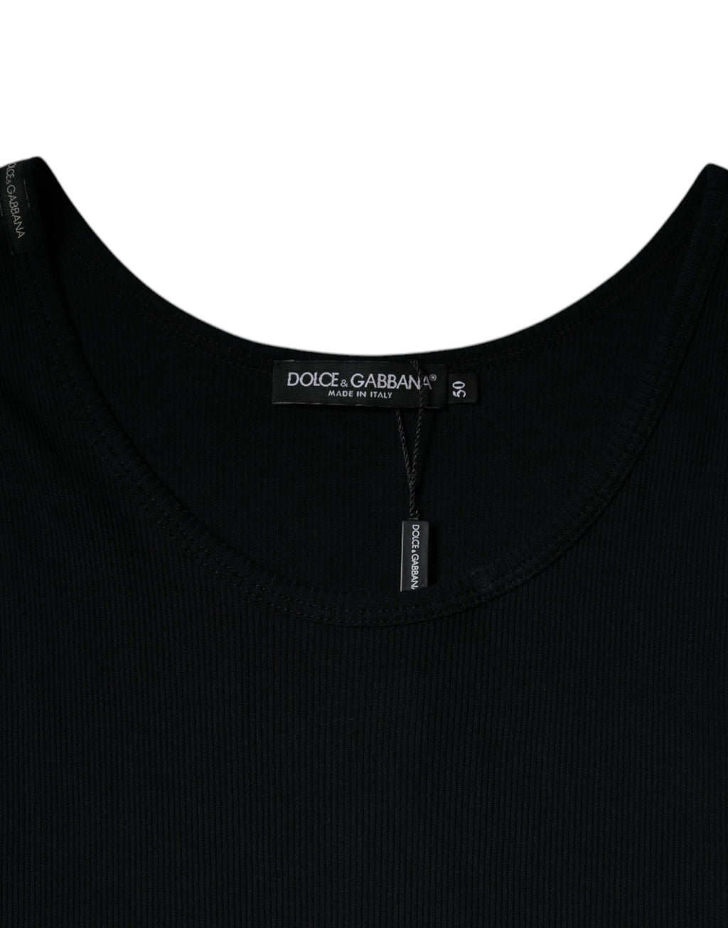 Dolce & Gabbana Black Cotton Sleeveless Round Neck Tank T-shirt by Dolce & Gabbana