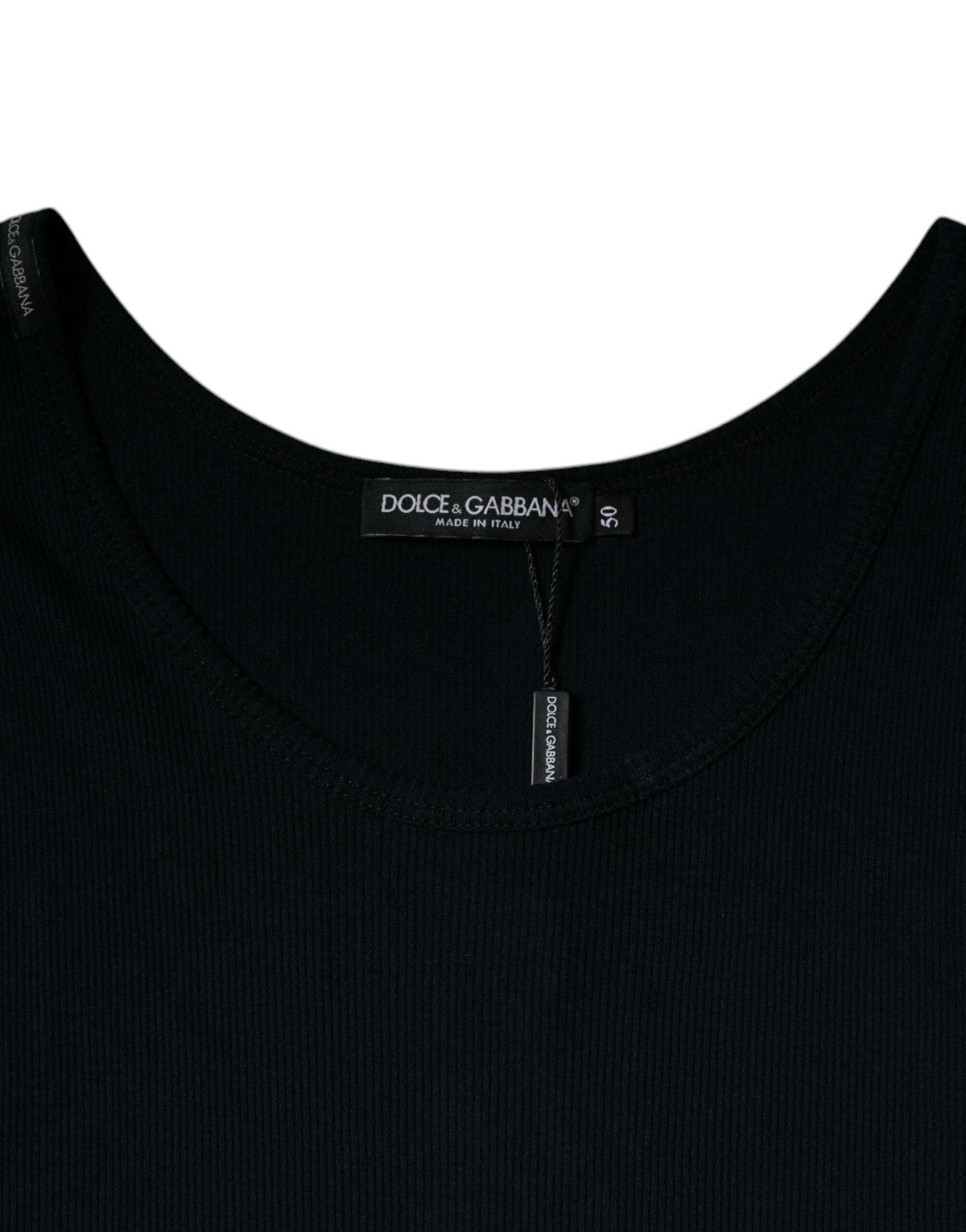 Dolce & Gabbana Black Cotton Sleeveless Round Neck Tank T-shirt by Dolce & Gabbana