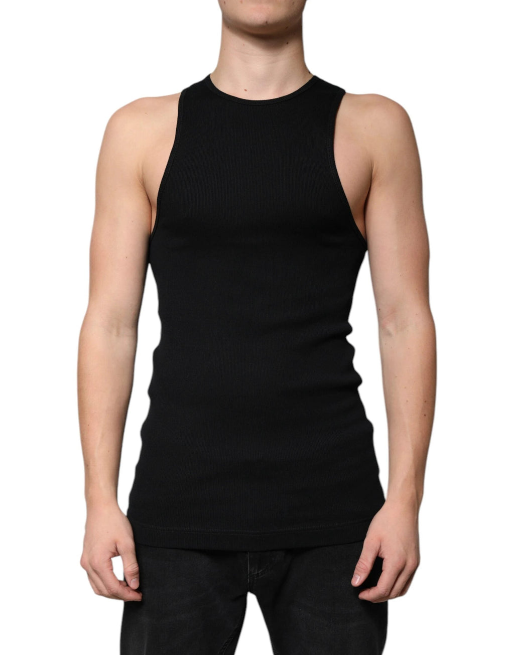 Dolce & Gabbana Black Cotton Sleeveless Round Neck Tank T-shirt by Dolce & Gabbana
