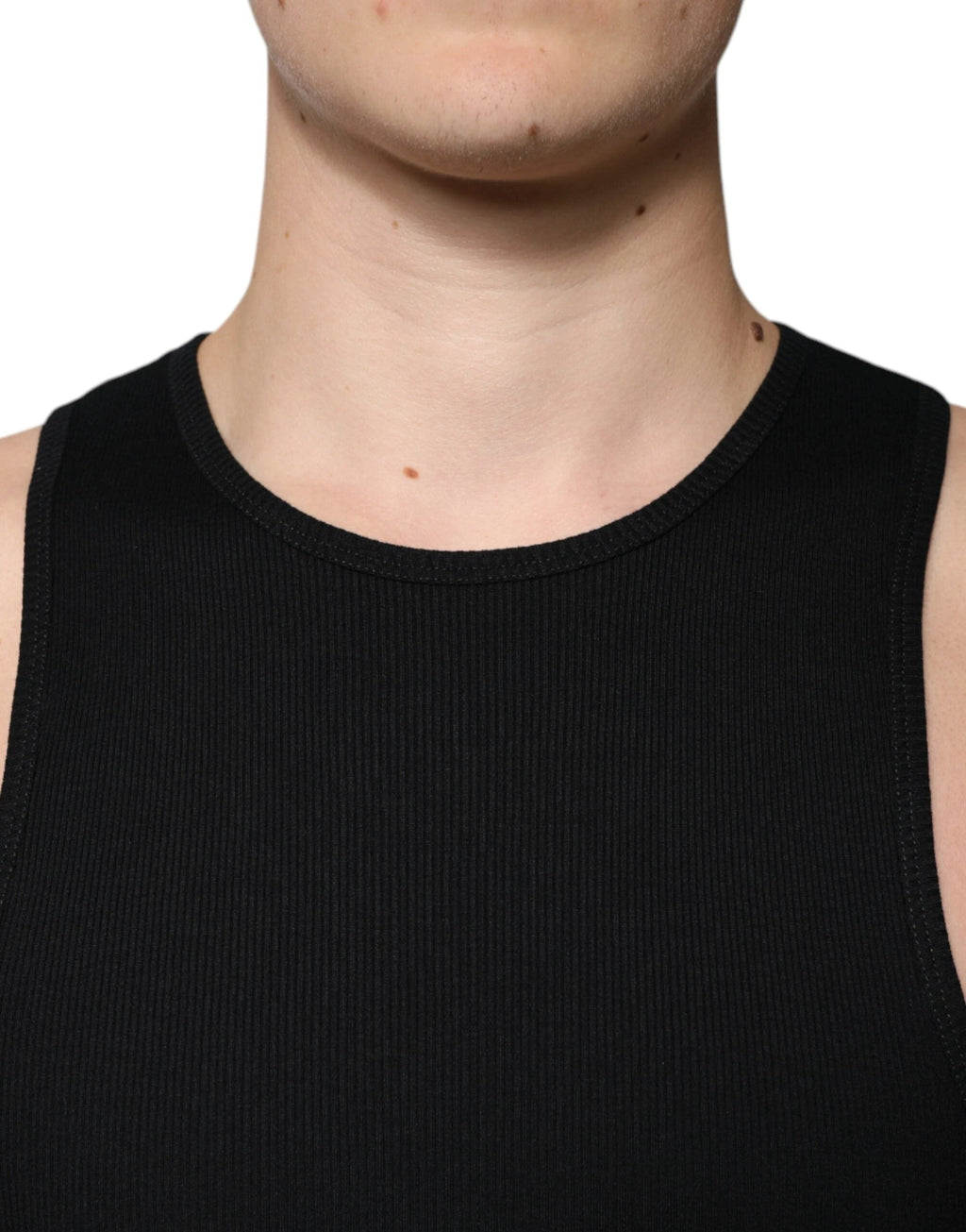 Dolce & Gabbana Black Cotton Sleeveless Round Neck Tank T-shirt by Dolce & Gabbana