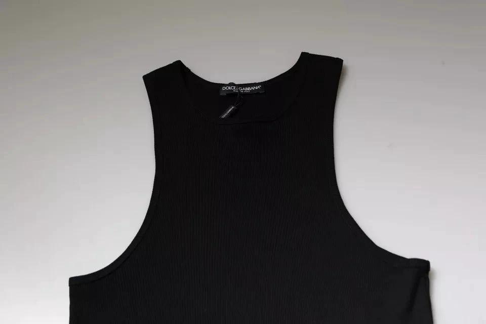 Dolce & Gabbana Black Cotton Sleeveless Round Neck Tank T-shirt by Dolce & Gabbana