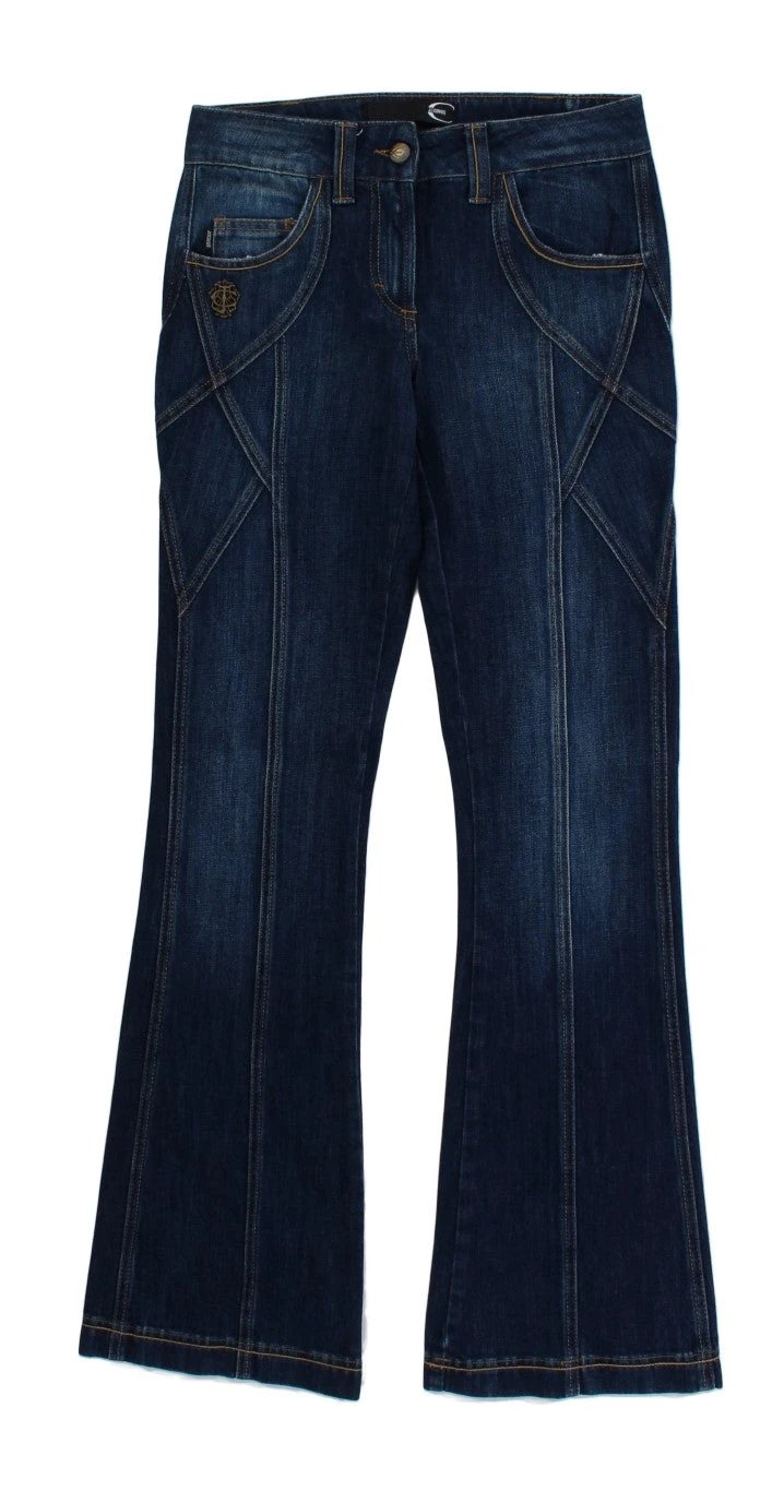 Cavalli Blue Cotton Stretch Low Waist Jeans by Cavalli
