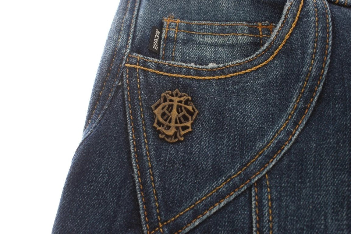 Cavalli Blue Cotton Stretch Low Waist Jeans by Cavalli
