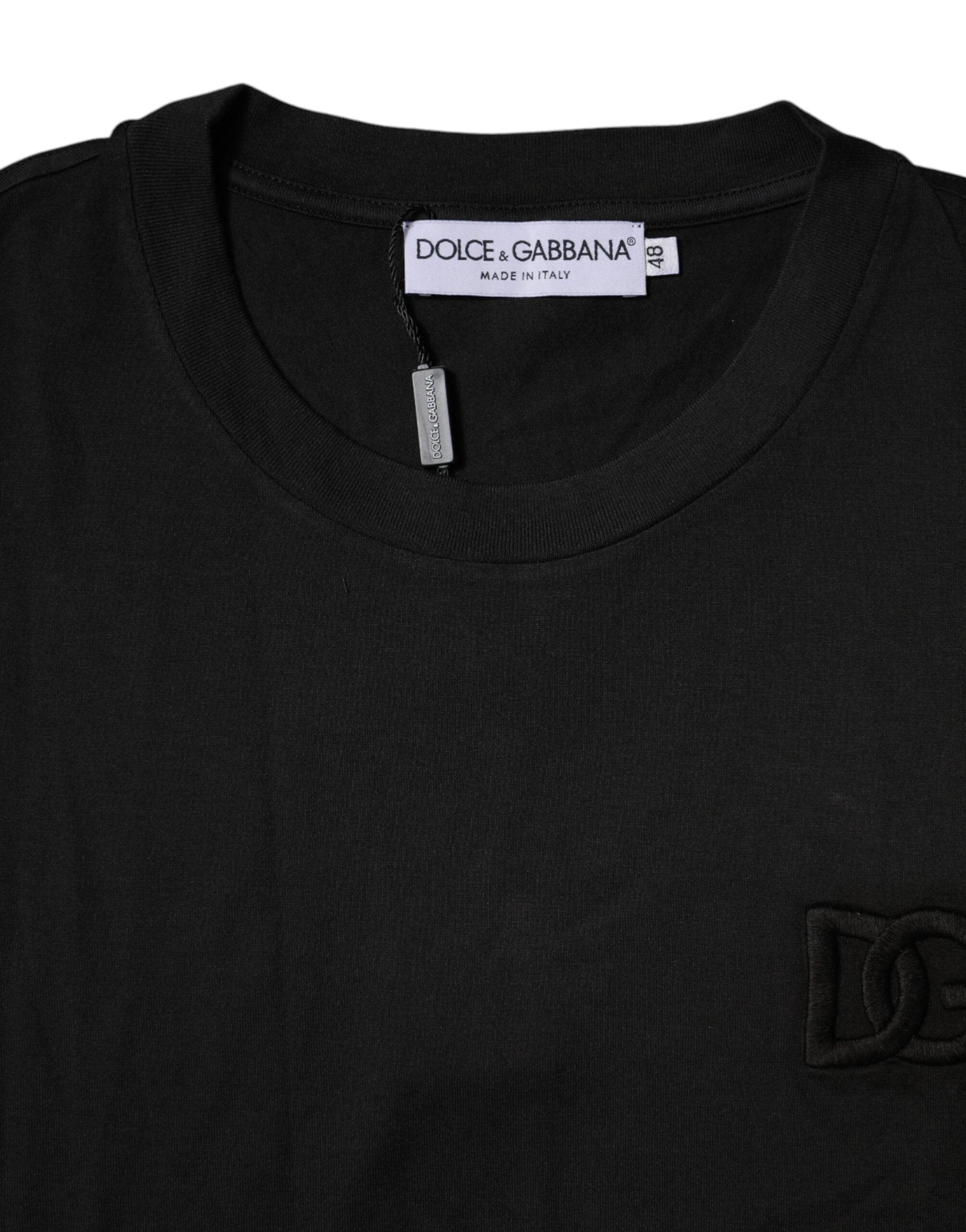 Dolce & Gabbana Black Cotton Crew Neck Short Sleeves T-shirt by Dolce & Gabbana