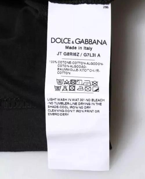 Dolce & Gabbana Black Cotton Crew Neck Short Sleeves T-shirt by Dolce & Gabbana