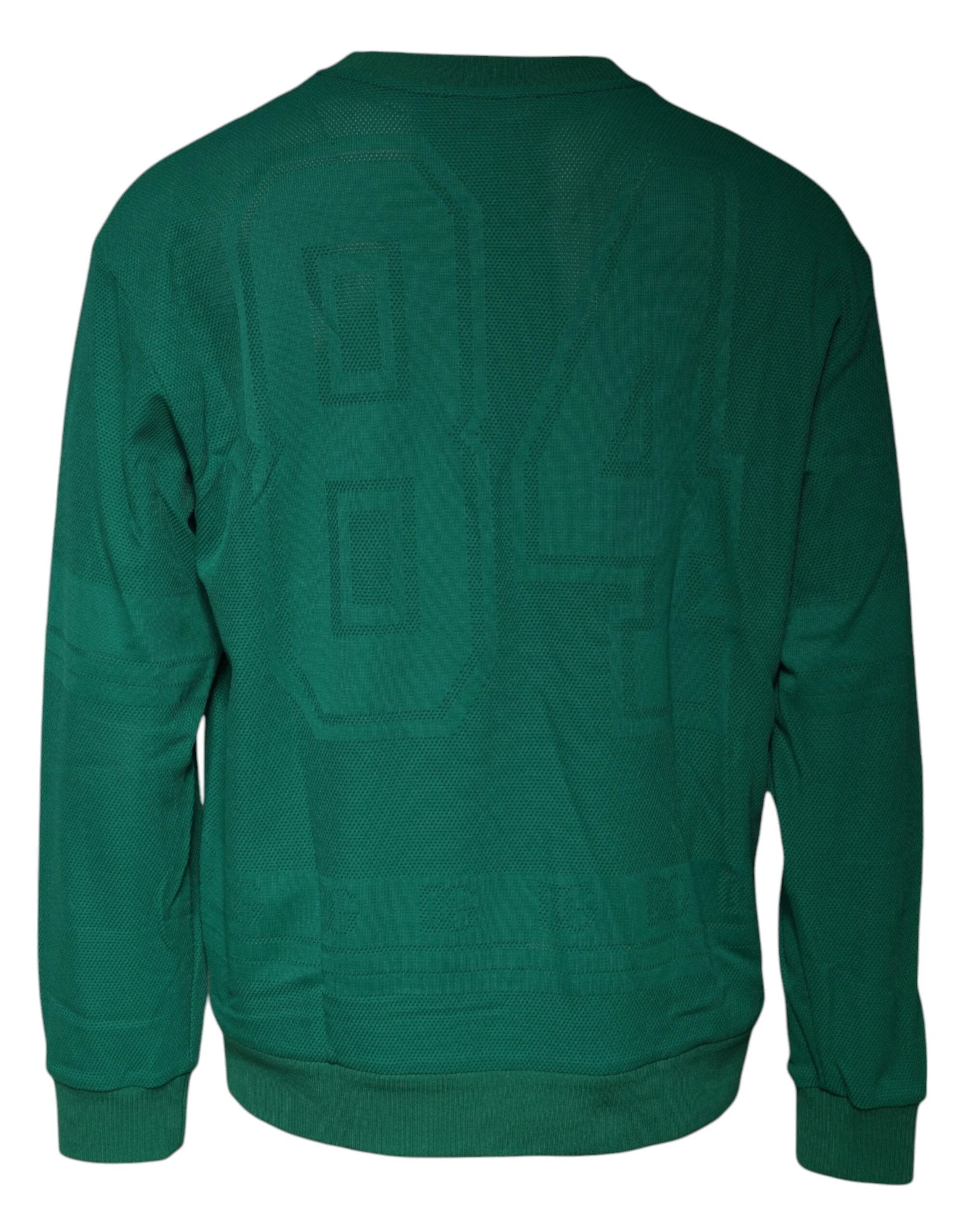 Dolce & Gabbana Green Logo Nylon Crew Neck Pullover Sweater by Dolce & Gabbana