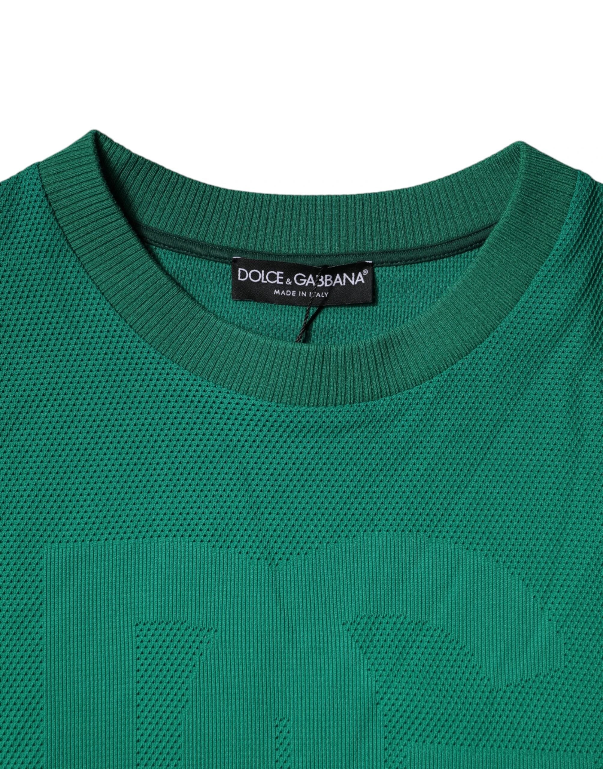 Dolce & Gabbana Green Logo Nylon Crew Neck Pullover Sweater by Dolce & Gabbana