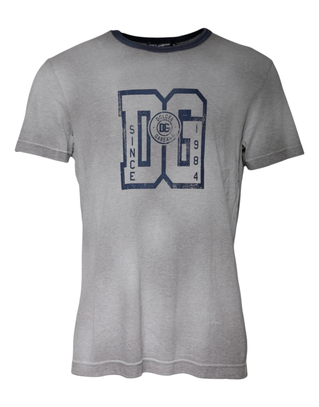 Dolce & Gabbana Gray Logo Print Cotton Crew Neck T-shirt by Dolce & Gabbana